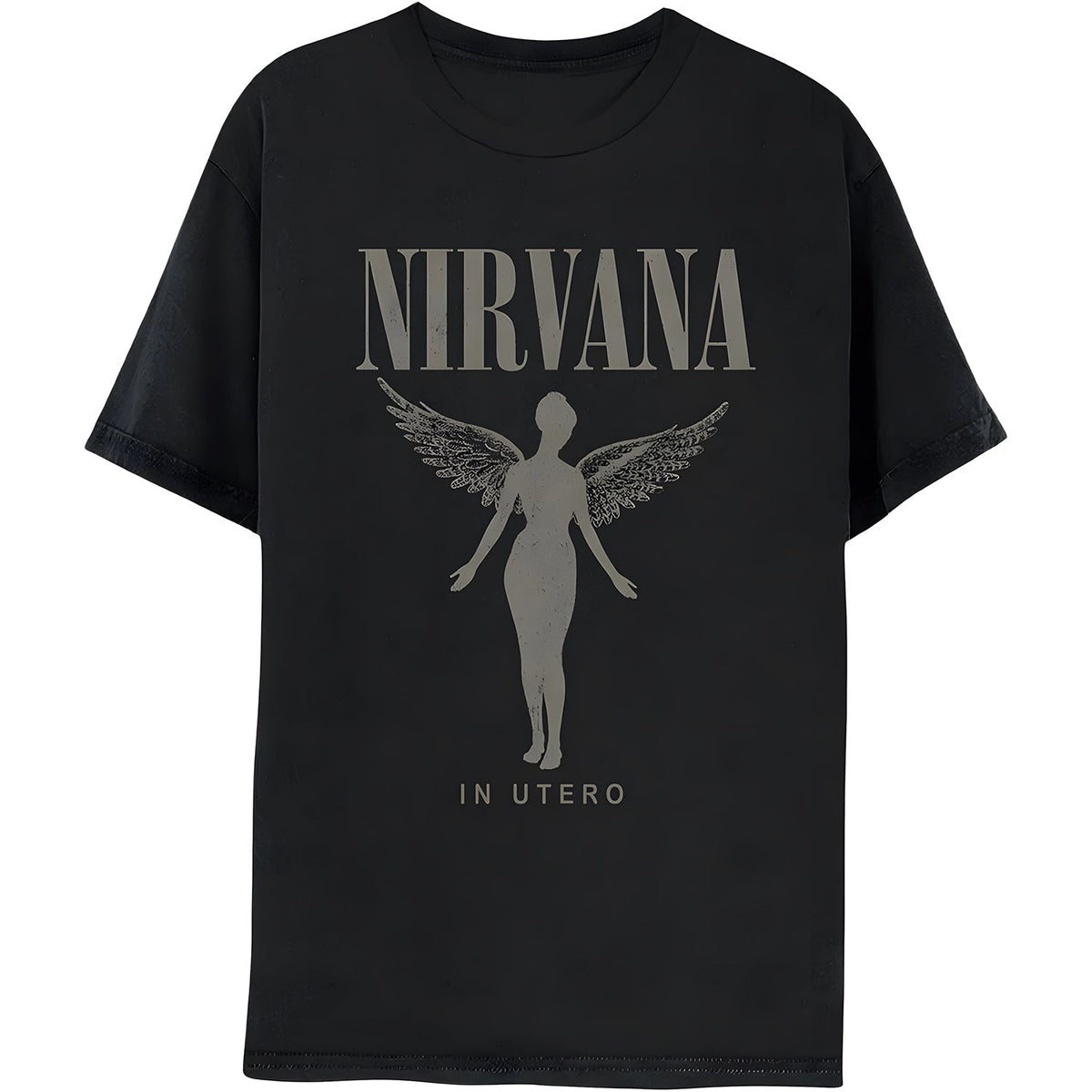 Nirvanas in Utero Distressed Logo Adult Short Sleeve T Shirt 90s Grunge Music Vintage Style Graphic Tees
